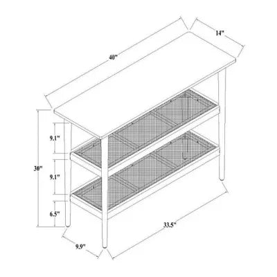 Wood & Cane Console Table