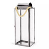 Stainless Steel Larry Lantern Candle Holder Silver: Modern Outdoor Decor, Tempered Glass Panels