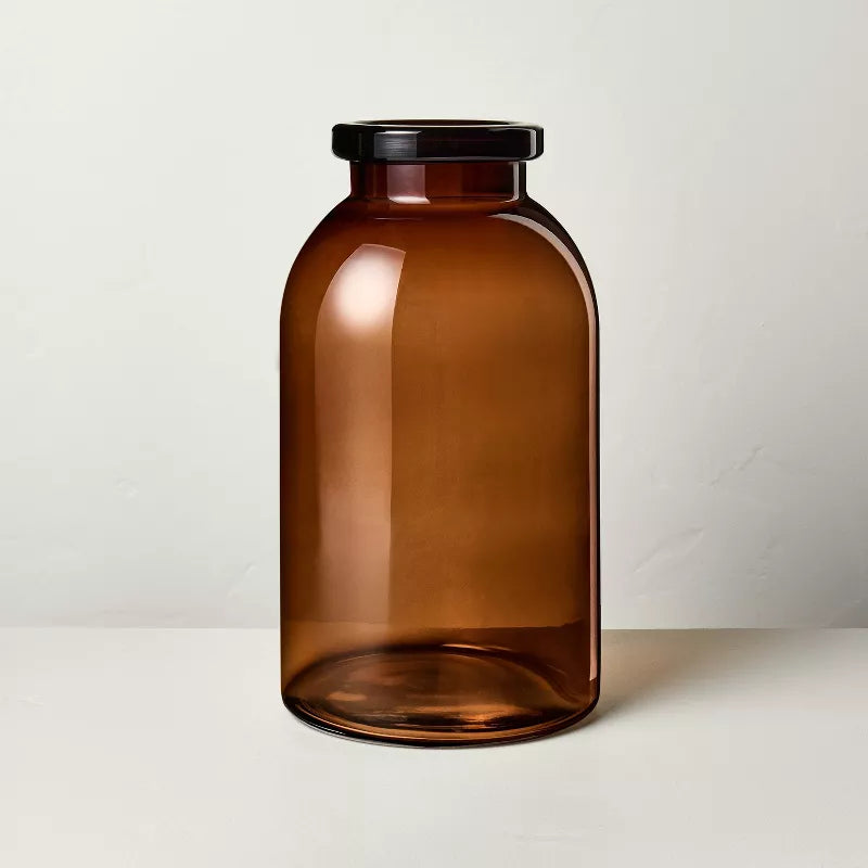 Tinted Glass Jug Vase Amber