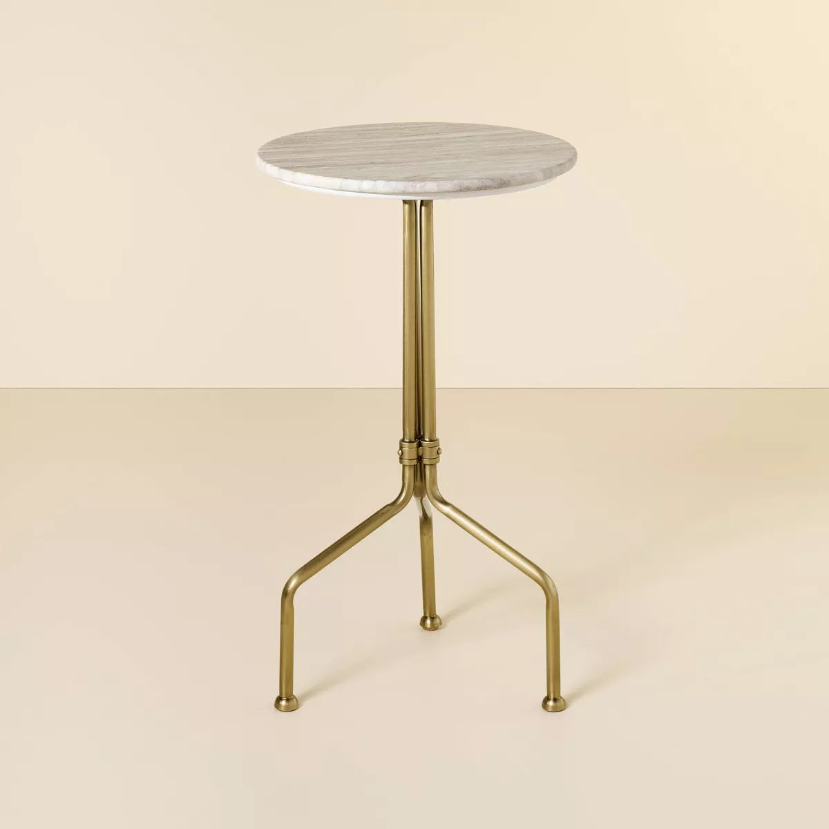 Marble and Brass Accent Side Drink Table