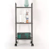3 Shelf Wide Utility Storage Cart Gray: Steel Rolling Organizer with Wheels, Multipurpose