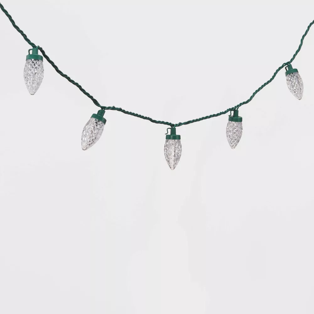 25ct LED C9 Faceted Christmas String Lights with Green Wire, Set of 2, final cut