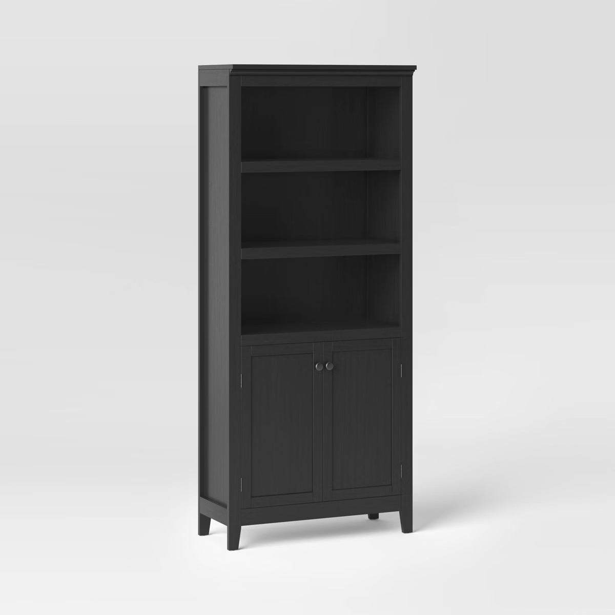 72" Carson 5 Shelf Bookcase with Doors - Black SHOWROOM ITEM