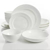 Elite Gracious Dining 16pc Bone China Double Bowl Dinnerware Set in White