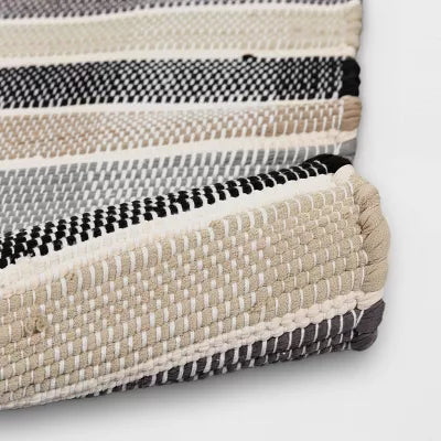 Check Striped Chindi Handwoven Area Rug 4'x5'6"