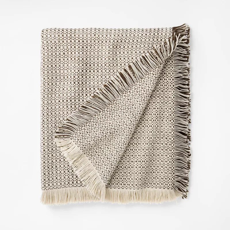 Woven textural Throw Brown / Cream