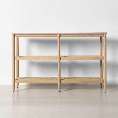 Wood & Cane 3-Shelf Console Bookcase