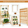 3 Tier Bamboo Hanging Folding Plant Shelf Stand Flower Pot Display Rack Bookcase