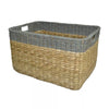 Seagrass Extra Large Rectangle Storage Basket with Gray Trim