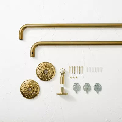 Medallion Snap Grip French Curtain Rod Brass