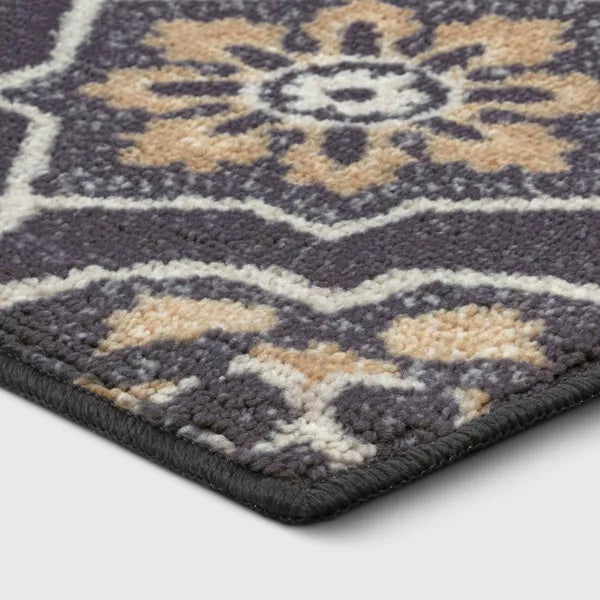 Washable Rowena Rug Charcoal Gray