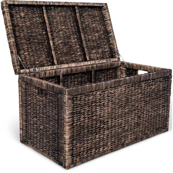 Rattan Wicker Trunk: Vintage Boho Storage Chest, No Assembly Required