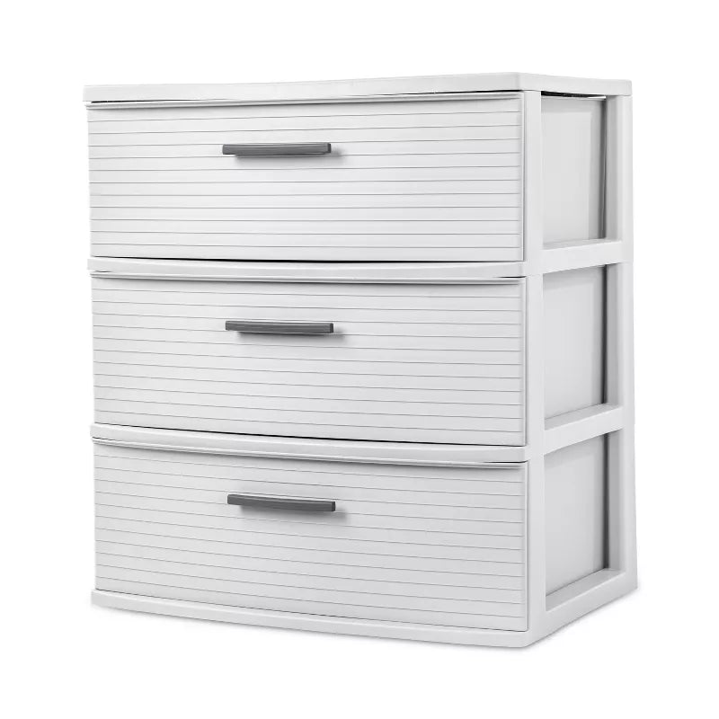 3 Drawer Wide Tower White