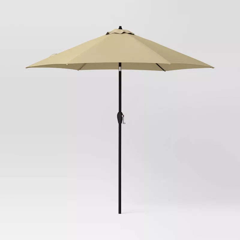 9' Round Outdoor Patio Market Umbrella with Black Pole