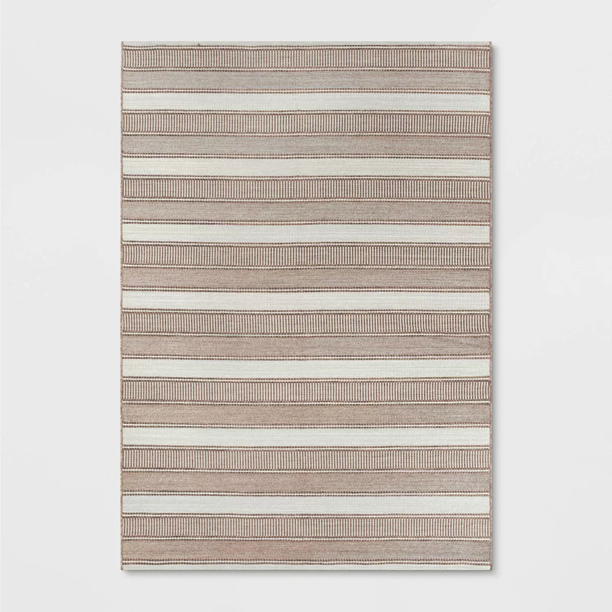 Woven Striped Outdoor Rug Khaki/Ivory