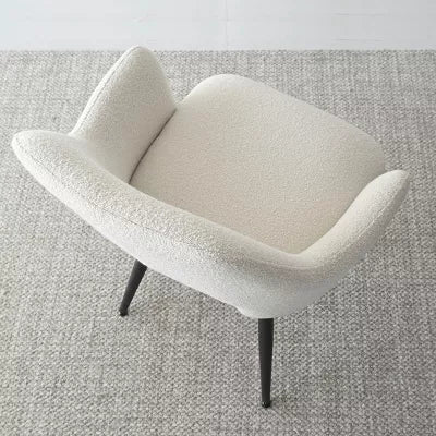 Edwin Arm Dining Chair, Boucle Dining Chairs With Arms with Black Legs