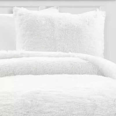 3pc Full/Queen Emma Faux Fur Comforter Set White