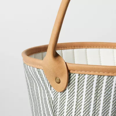 Fabric Storage Basket with Faux Leather Handle, final cut