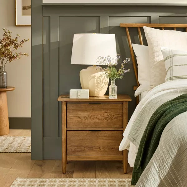 2 Drawer Modern Wood Nightstand