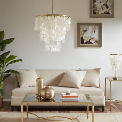 Isla Partial Chandelier White: Capiz Shell