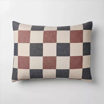 Woven Check Comforter Set Neutral/Navy/Burgundy - Twin/ Twin XL