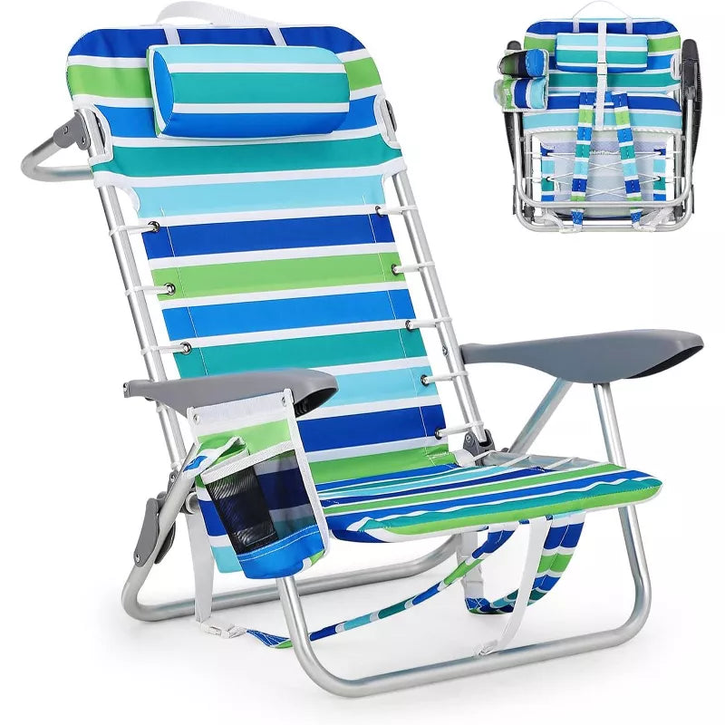 Backpack Beach Chair, Lightweight Portable Lay Flat Folding