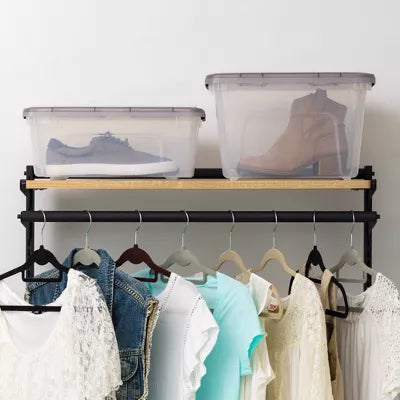 7pk Stack and Pull Plastic Storage Bin: Multicolor, Transparent, Stackable, Lidded, Built-In Handles