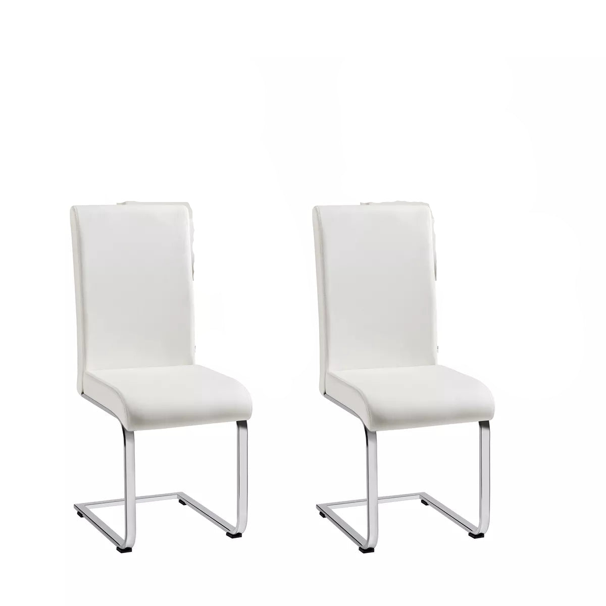 Set of 2 Faux Leather Dining Chairs with Metal Legs