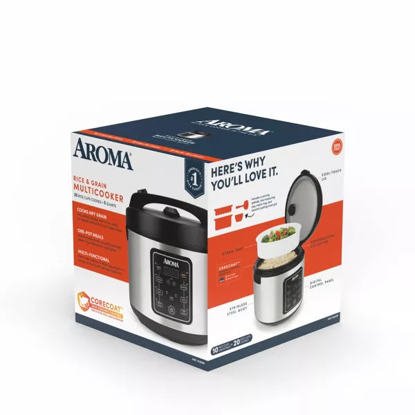 Digital Multicooker & Rice Cooker - Stainless Steel: 5 Settings, Automatic Keep Warm, Nonstick