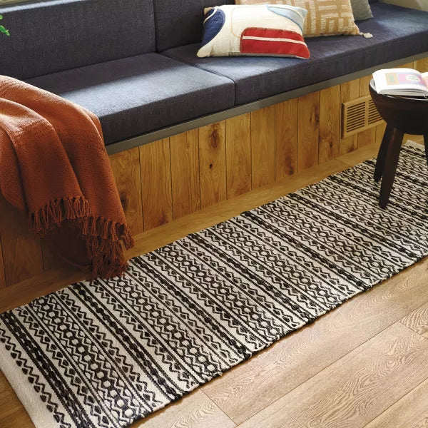 Washable Norwalk Stripe Rug Black/White - 2'x7'