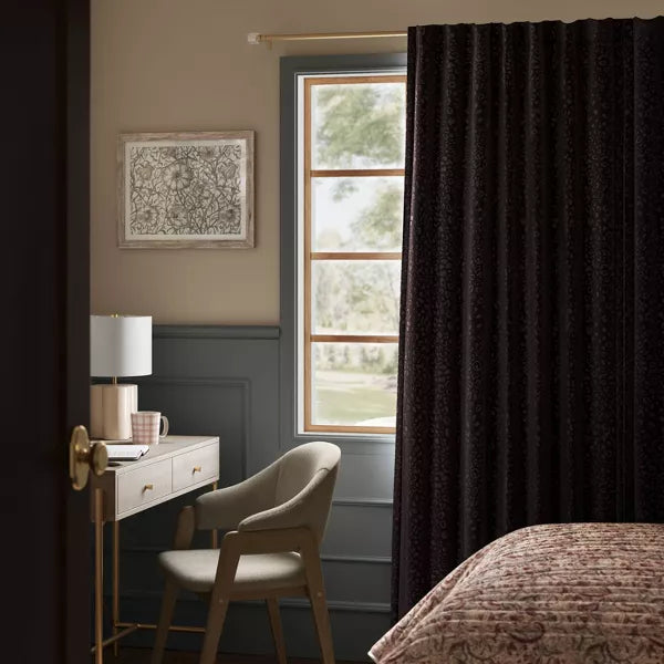 Blackout Embossed Velvet Curtain Panel Black - Set of 2