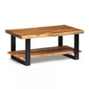 Alpine Live Edge Wood Coffee Table Natural - Acacia Sofa Table, Metal Legs, Rectangular