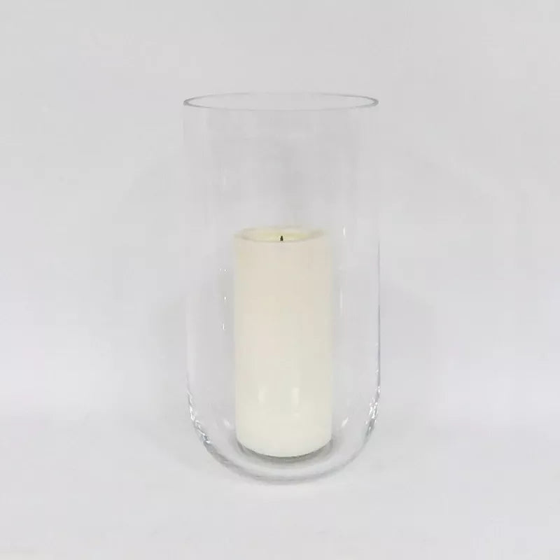 SET OF 2 Hurricane Glass Pillar Candle Holder Clear, final cut