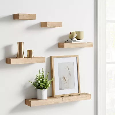 Set of 5 Wall Shelf Natural