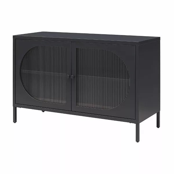 Luna Wide 2 Door Accent Cabinet with Fluted Glass