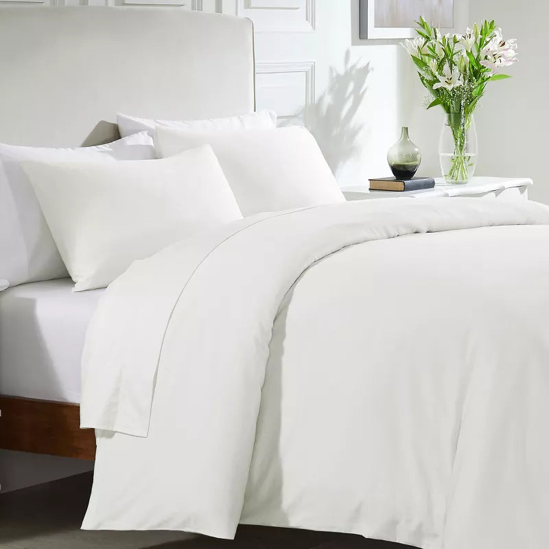 Duvet Cover Set 100% Cotton Sateen - Button Closure, Corner Ties
