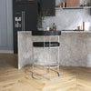 Cannonwood Half Moon Shape Metal Upholstered Back Counter Height Barstool Silver: Faux Leather