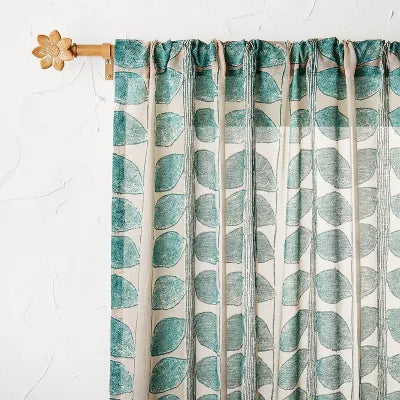 Flower Faux Wood Curtain Rod Natural Wood