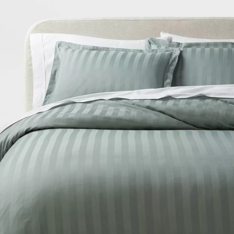 3pc Luxe Striped Damask Duvet Cover and Sham Set