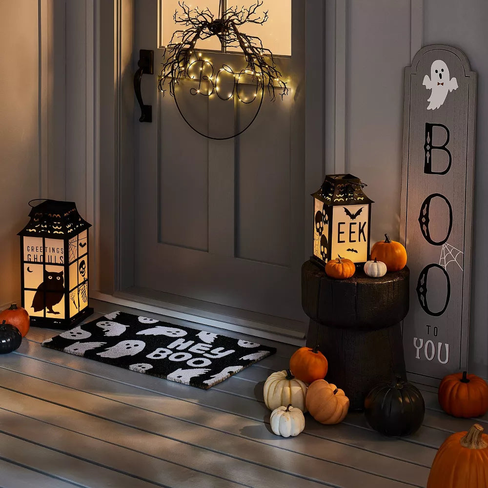 'Flying Boo' Halloween Coir Doormat Black/White