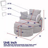 360° Swivel Chair Corduroy Upholstered Accent Chair with Moon Storage Ottoman, Oversized Accent Barrel Armchair with 4 Pillows