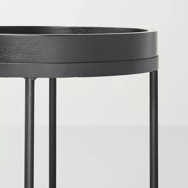 Wood & Metal Accent Side Table - Black