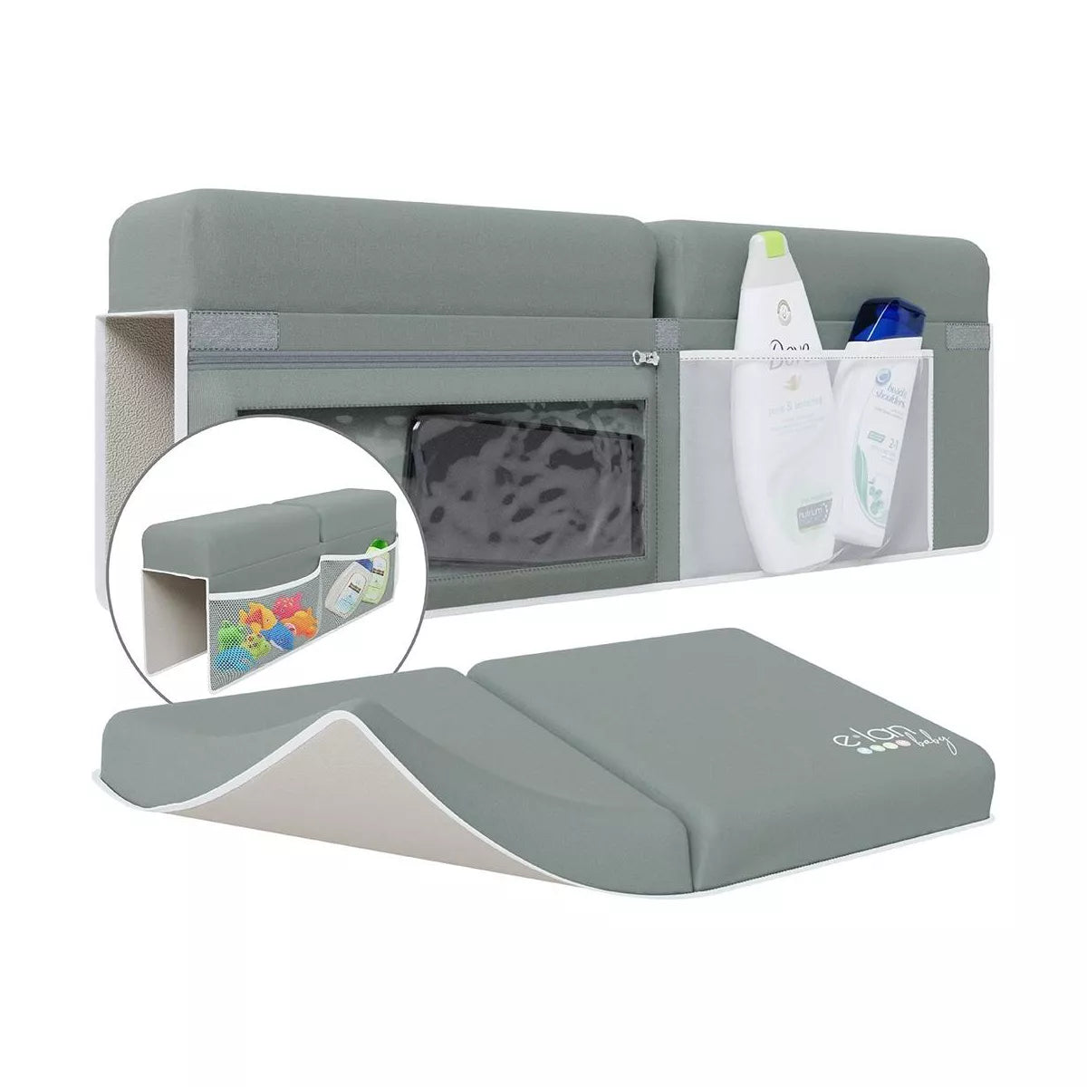 Bath Kneeler and Elbow Rest Pad Set, Non-Slip Design, Includes 4 Toy Pocket Organizers, Waterproof and Easy to Clean