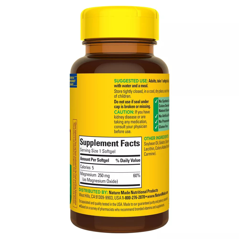 Nature Made Dietary Supplement Magnesium Softgels - 250mg - 50ct, Final Cut