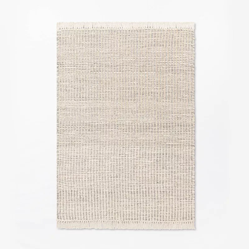 Malibu Woven Jute Rug with Fringe Cream/Gray - 5'x7'