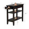 3-Tier Side End Table with Drawer Double Shelf Narrow Nightstand Espresso-Black