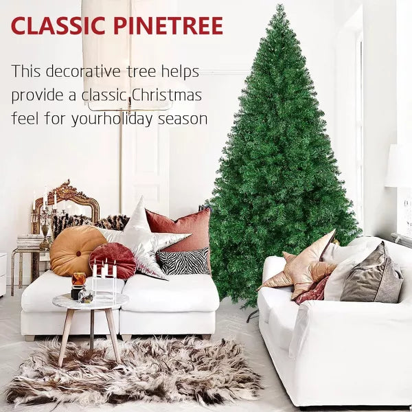 Premium Artificial Christmas Tree Pine Hinged Xmas Tree W/1000 Branch Tips & Metal Stand