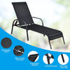 2PCS Outdoor Patio Lounge Chair Chaise Fabric Adjustable Reclining Armrest Black