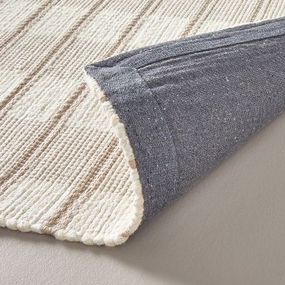 Rib Stripe Plaid Handmade Woven Area Rug Tan/Cream/Khaki - 5x7