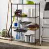 4 Tier Wide Wire Shelving Black - Steel Storage Shelves, Adjustable Wire Rack
